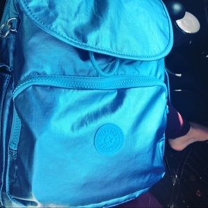 Kipling Blue Metallic City Backpack
